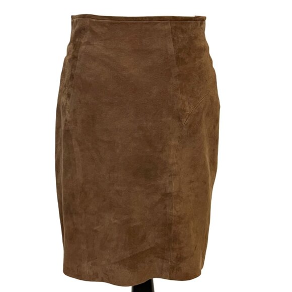 John Michael Vintage Suede Leather Pencil Skirt High-Waisted Fall Boho Bottom - Picture 4 of 9